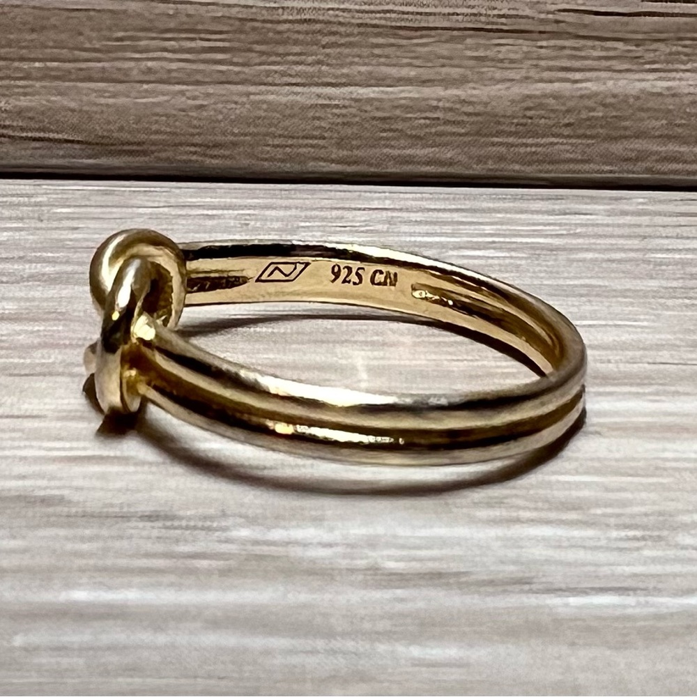 Designer Signed Gold Over Sterling Silver Lover’s Knot Ring, Size 6 - Picture 2 of 8